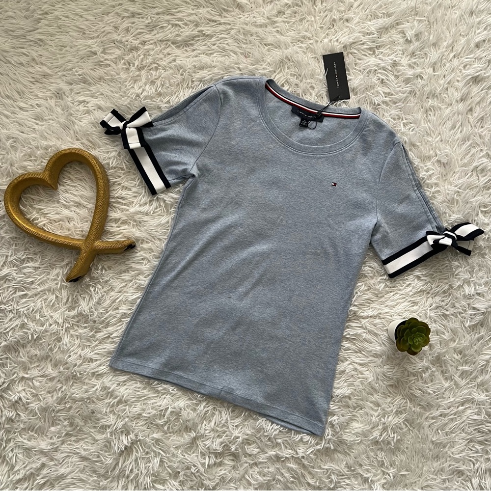 Tommy Hilfiger Blue T-Shirt with Ribbon Details